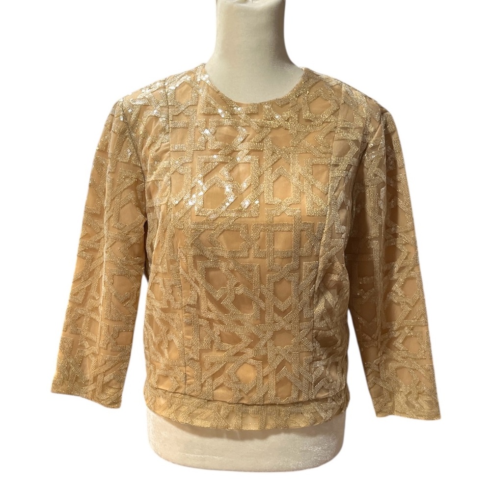 FRONT ROW Gold Sequin Top, EUC, 6